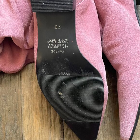 Parade Pink Suede Pointy Leather Boots - 7B - Picture 3 of 3